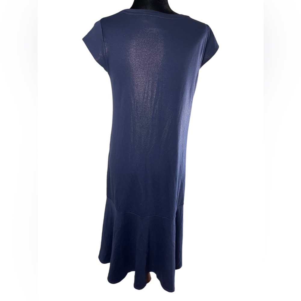 Anthropologie Maeve Ismene midi dress Navy Shimmer w/ Cap Sleeves - Picture 10 of 13